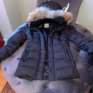SAM. Black Puffer Jacket with Fur Trim